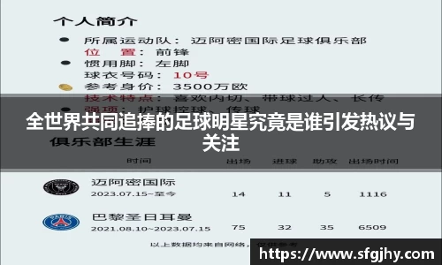 全世界共同追捧的足球明星究竟是谁引发热议与关注